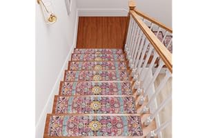 Collive Non Slip Stair Treads for Wooden Steps, 15 Pack Stair Runner with Rubber Backing 8"x30" Step Carpet for Stairs Indoor Washable Reusable Staircase Mats for Kids Elders and Dogs, Stair Rugs