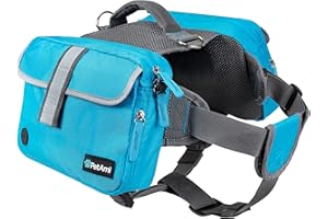 PetAmi Dog Backpack for Medium Large Dogs, Dog Saddle Bag for Dogs to Wear, Harness Saddlebag with Reflective Safety Side Pockets for Hiking, Camping, Vest Dog Pack for Travel (Blue, Medium)