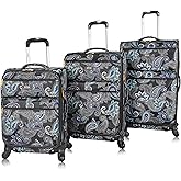 LUCAS Designer Luggage Collection - 3 Piece Softside Expandable Ultra Lightweight Spinner Suitcase Set - Travel Set includes 20 Inch Carry On, 24 Inch & 28 Inch Checked Suitcases (Diva)