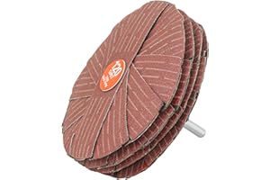 PEACHTREE WOODWORKING SUPPLY 4" Abrasive Sanding Mop Flap Sander for Drill or Drill Press, 1/4" Shank Flap Wheel Sander for Woodworking, Finishing and Contours, 120 Grit