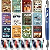 Yeaqee 72 Pcs Motivational Pens Notepads Gifts Set Inspirational Quote Ballpoint Pen Small Notebook Mini Journal Bulk Present Idea for Teacher Coworker Gifts Women Office School(Motivational)