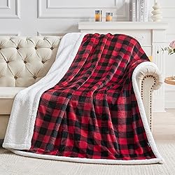 BEDELITE Sherpa Fleece Blanket - Black and Red