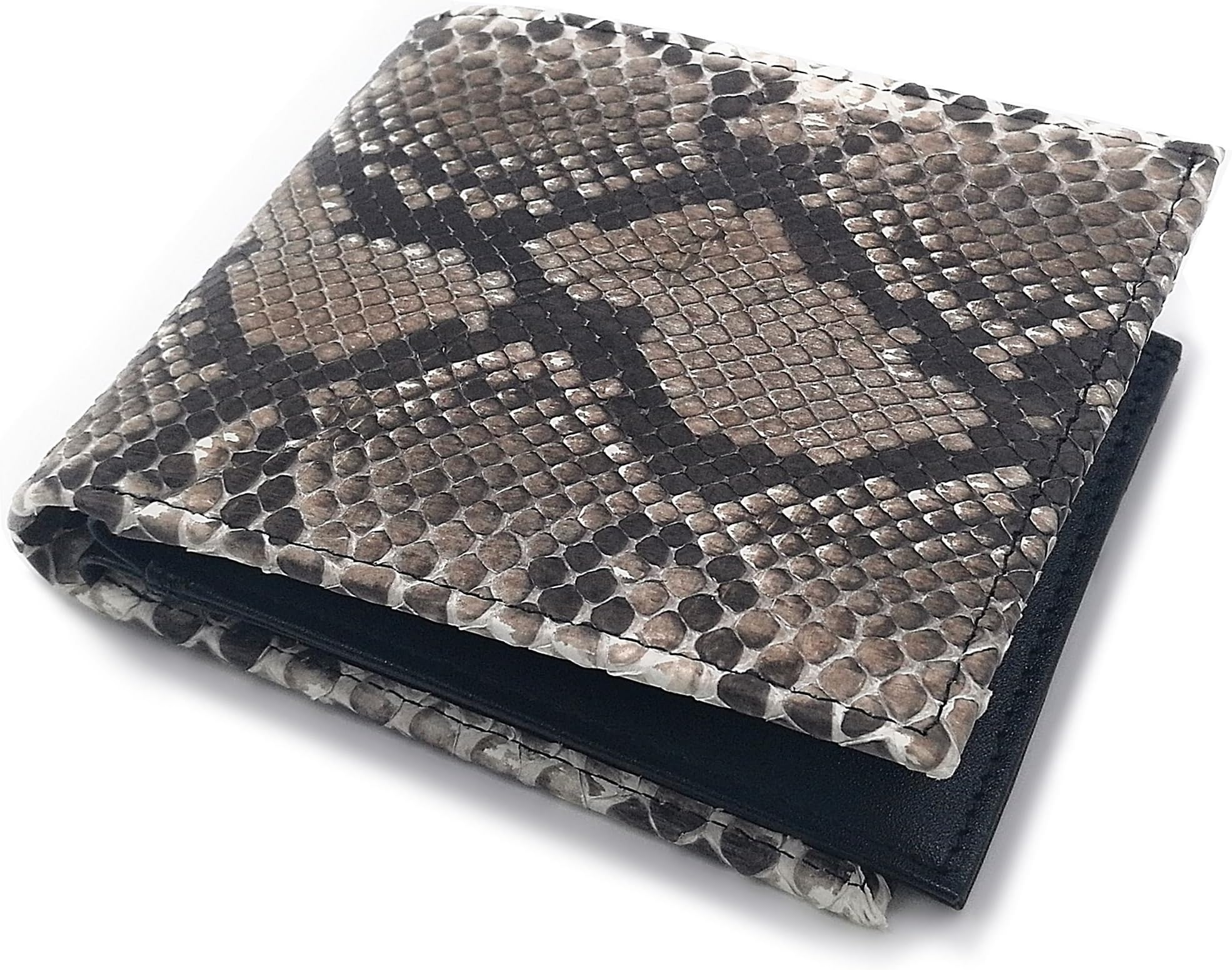 Snake Bifold New Design Genuine Leather Natural Color Wallet - Gray