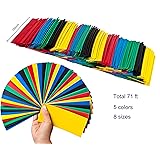 SummitLink 145Pcs Large Size Heat Shrink Tube Combo Pack Total Length 71ft&nbsp;Jumbo heat-shrink Tube 5 Colors 8 Sizes Assorted Tubing Wrap Sleeve Set