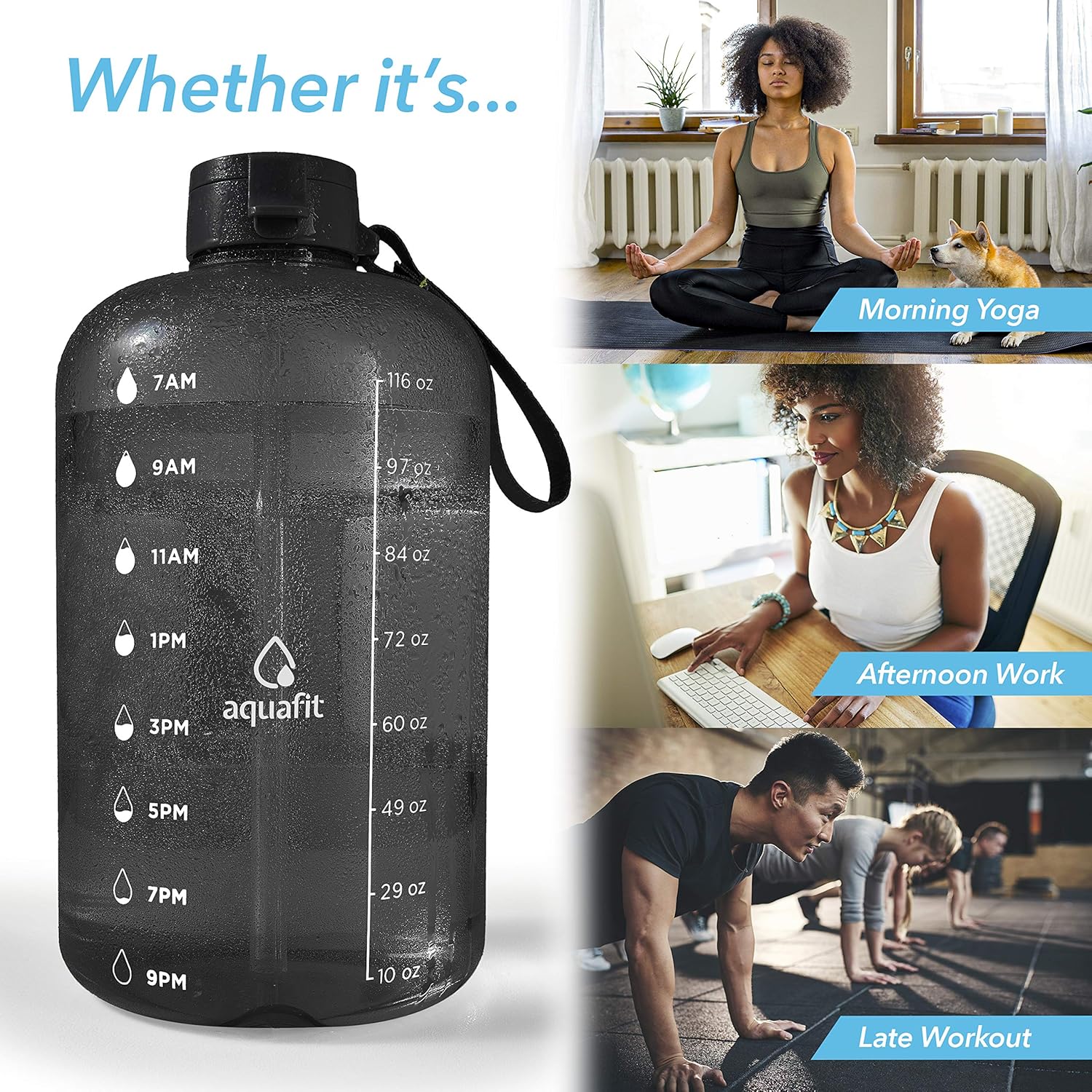 1 Gallon Water Bottle With Time Marker - Large Water Bottle Gallon Water Bottle Motivational One Gallon Water Bottle With Straw 1 Gallon Water Jug With Time Marker 1 Gallon Big Water Bottle Gray: Home Improvement