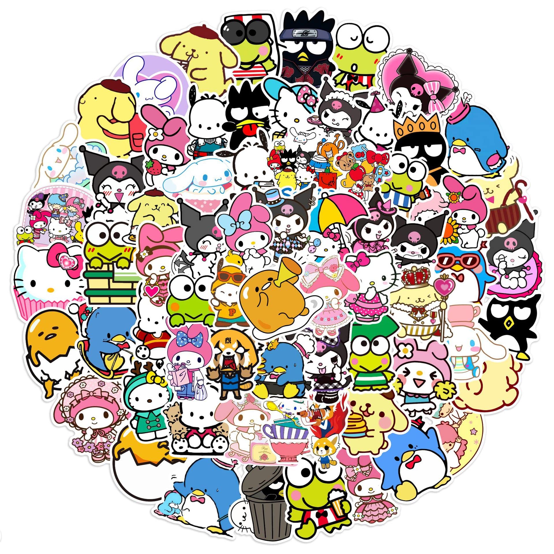 100 Pcs San_Rio Stickers for Laptop, Bumper, Skateboard, Water Bottles, Computer, Phone, Guitar, Cartoon Stickers for Kids Teens Adult