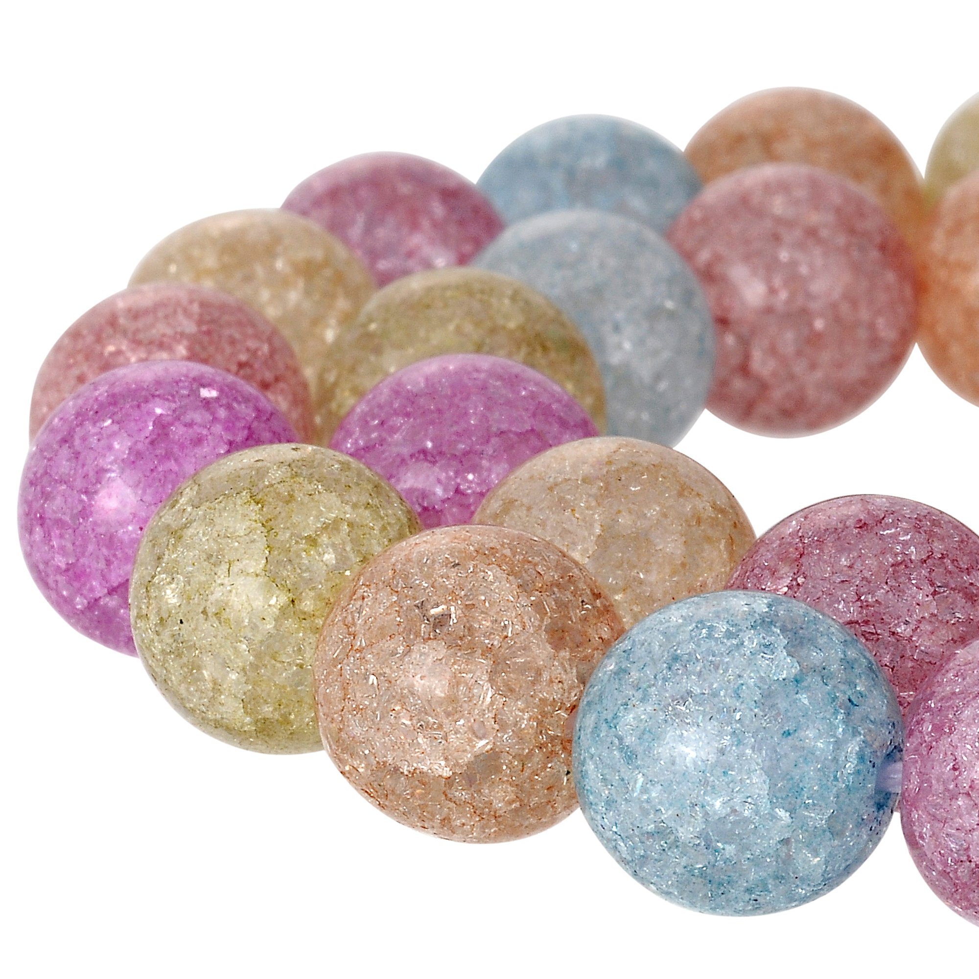 RUBYCA Round Crackle Druk Czech Crystal Splash Glass Beads Jewellery Making 6mm Strand (Mix Colour)