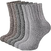 Niorasen Thermal Socks for Women, 3 Pairs Warm Thick Full Cushioned Knit Winter Crew Wool Boot Socks, Cozy Gift