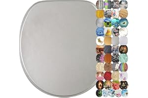 Sanilo ROUND, Silent Slow Close, Molded Wood, Adjustable Toilet Seat, Glittering Silver