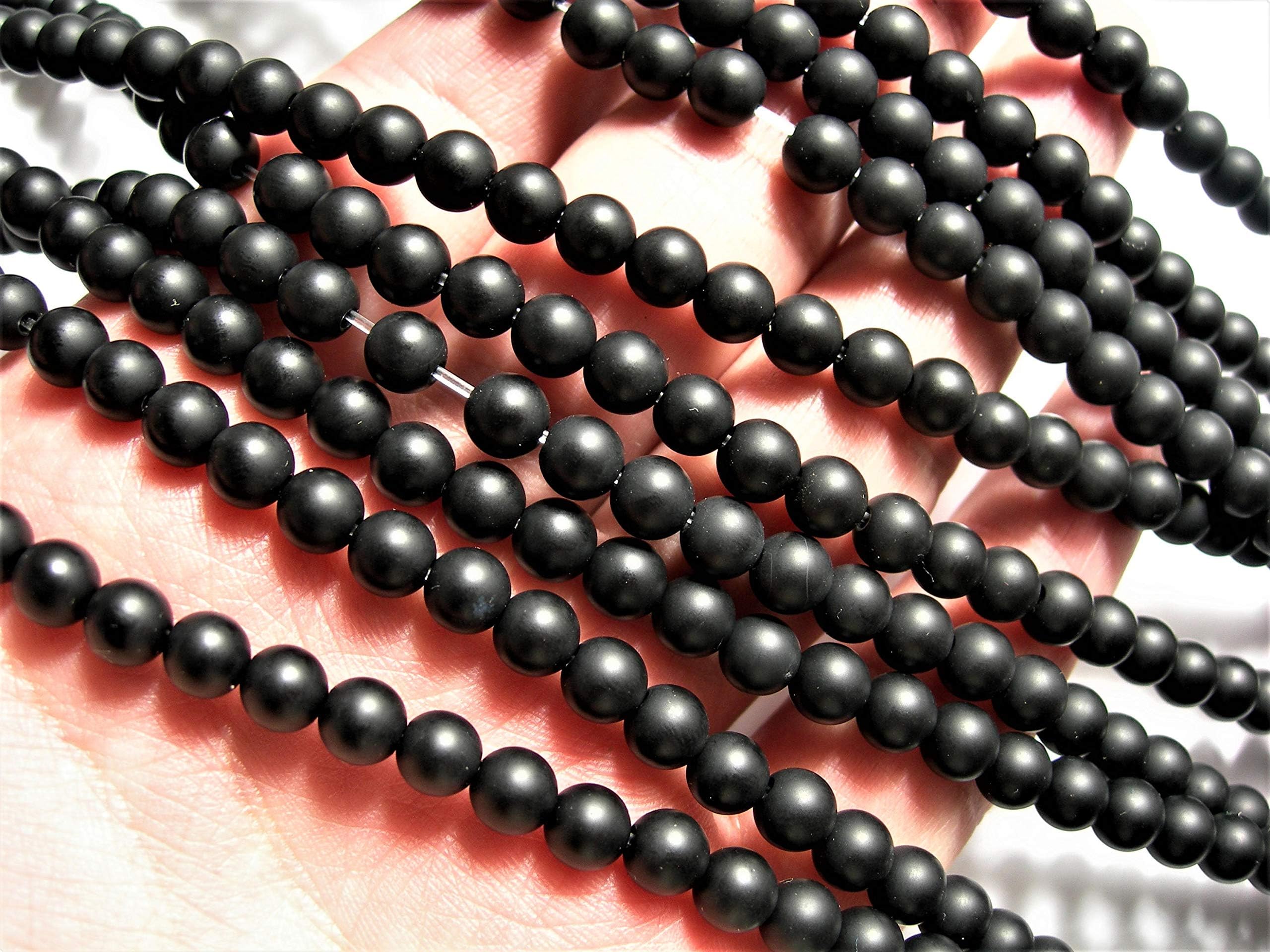 Black Onyx - Matte - 6 mm Round beads - 1.2mm Hole - Full Strand - 68 beads - AA Quality - Big Hole - RFG1563 Beading, Jewelry Making, DIY Crafting, Arts & Sewing