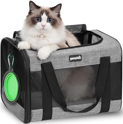 pecute Pet Carrier Bag Cat Carrier Handbag Portable Dog Travel Breathable Mesh