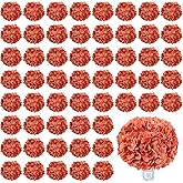 AVIVIHO 60pcs Burnt Orange Hydrangea Artificial Flowers Bulk (Not Squished) Fake Hydrangea Silk Flowers with Stems for Wedding Party Home Table Centerpieces Arch Floral Arrangement Decoration
