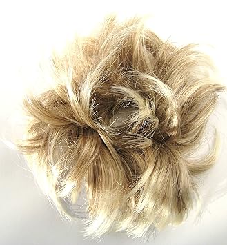Feather Hair Bun Scrunchie Wrap Medium Highlighted Ash Blonde