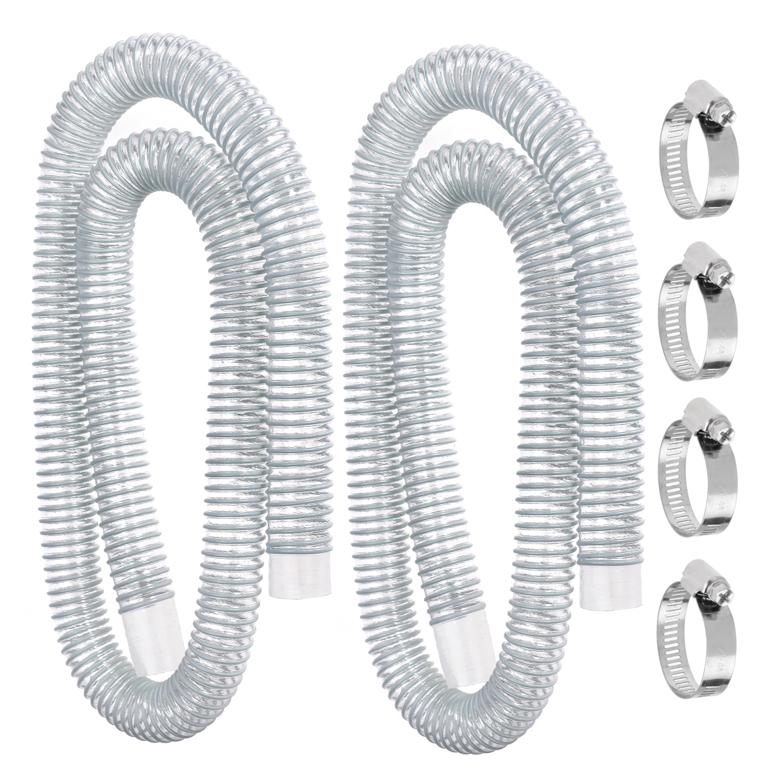 Photo 1 of 1.25" x 59" Swimming Pool Replacement Hoses for Above Ground Pool Pool Filter Pump Hoses Compatible with Filter Pump 330 GPH, 530 GPH, and 1000 GPH with Metal Clamps Fits For 607, 637 (White-2)