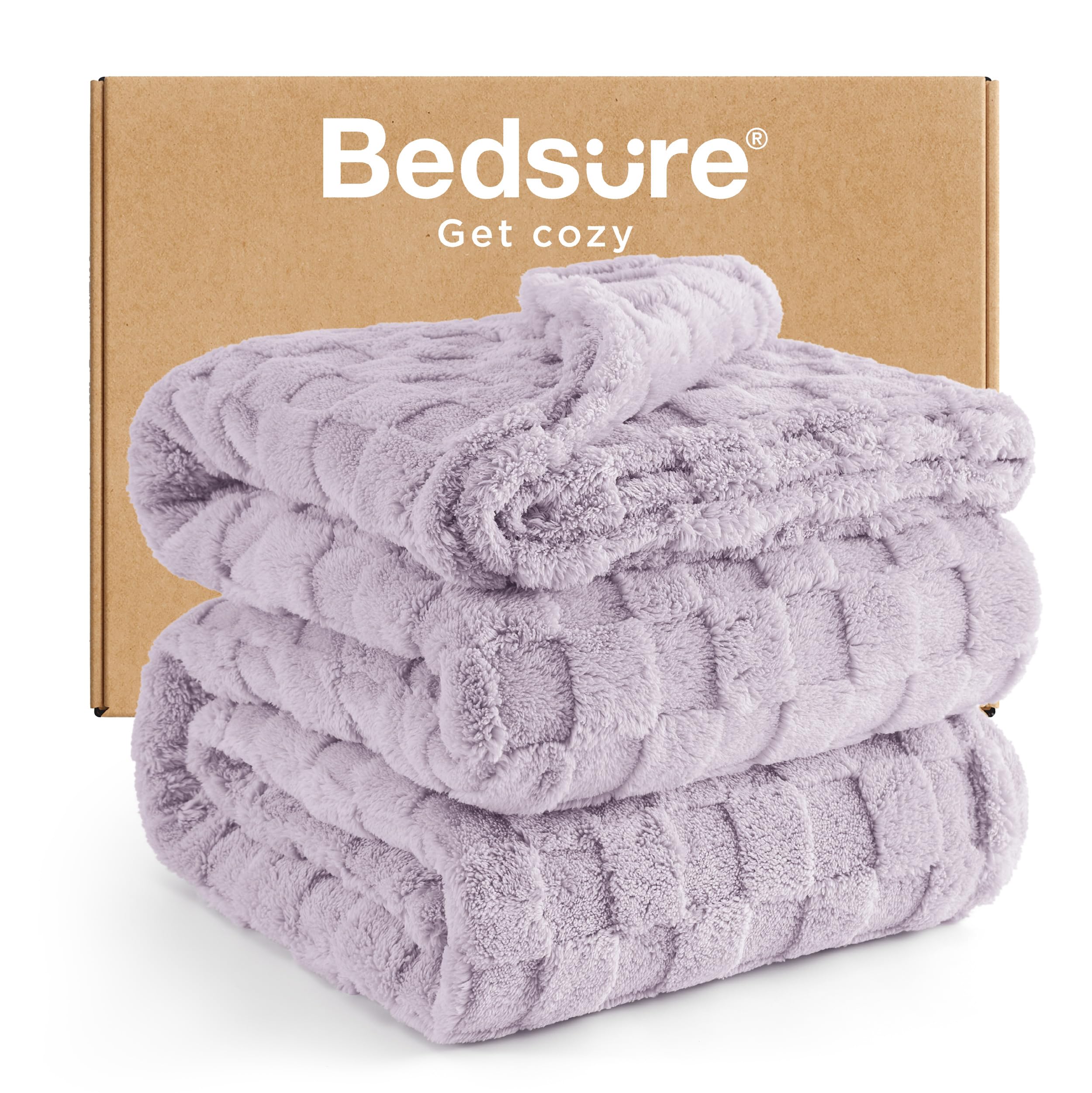 Bedsure GentleSoft California King Blanket for Bed - Super Soft Cozy Blankets for Women Men Girls, Large Fuzzy Fleece Throw for Bedroom Decor, Lavender Fog, 102x96 Inches Image