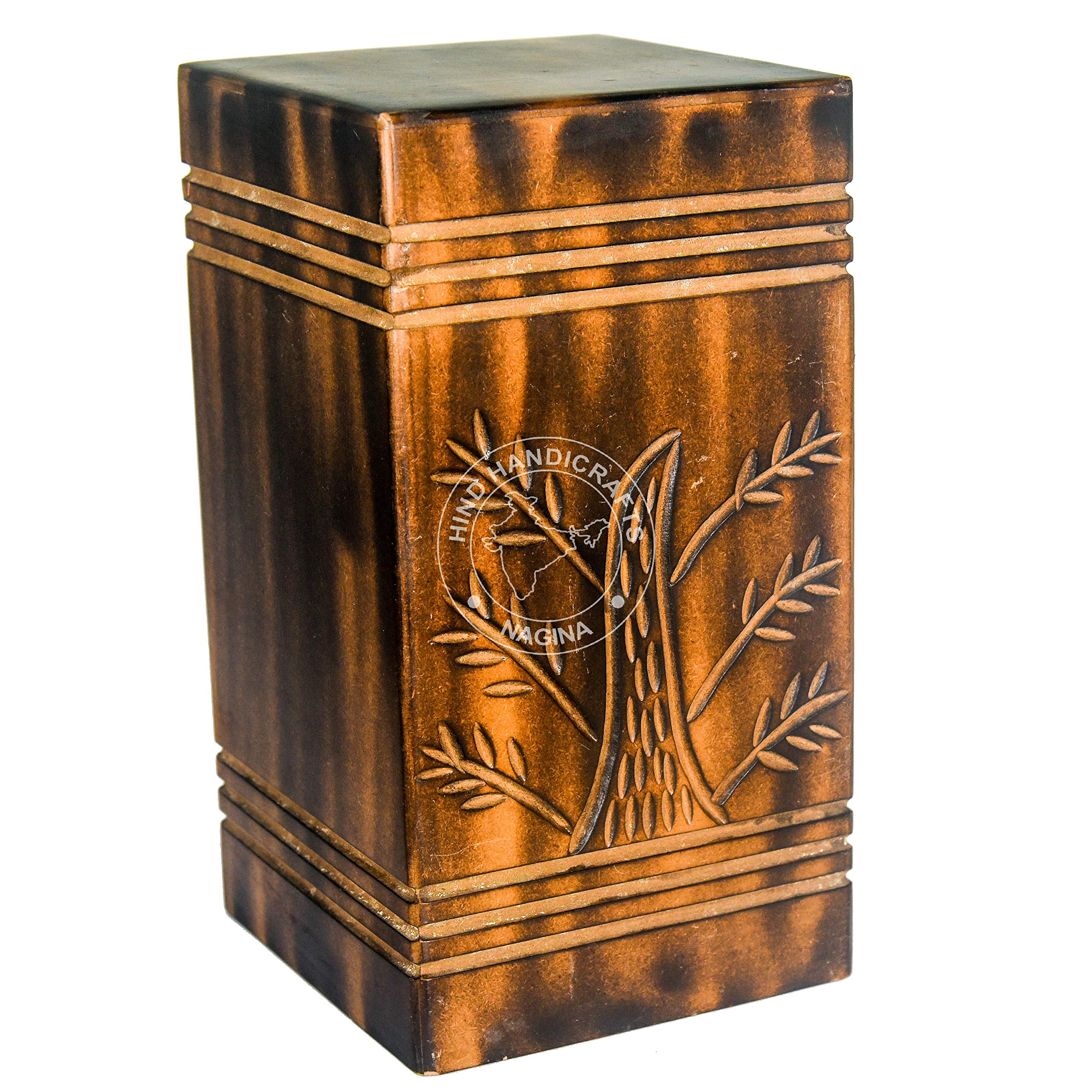 HIND HANDICRAFTS Antique Handmade Wooden Cremation Urns Box for Human Ashes Adult Large, Rosewood Tree of Life Funeral Wooden Box Urns for Human Ashes, Burial Urns for Columbarium (Large - 250 Cu/in)
