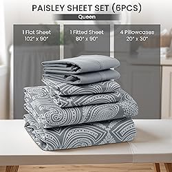 LUX Decor Paisley Queen Sheet Set, 6 PC Soft