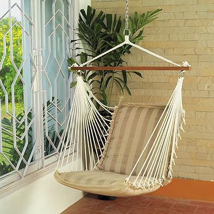 Oak N Oak Comfortable & Relaxing Indoor & Outdoor Hanging Chair Furniture,Tropical Palm Stripe