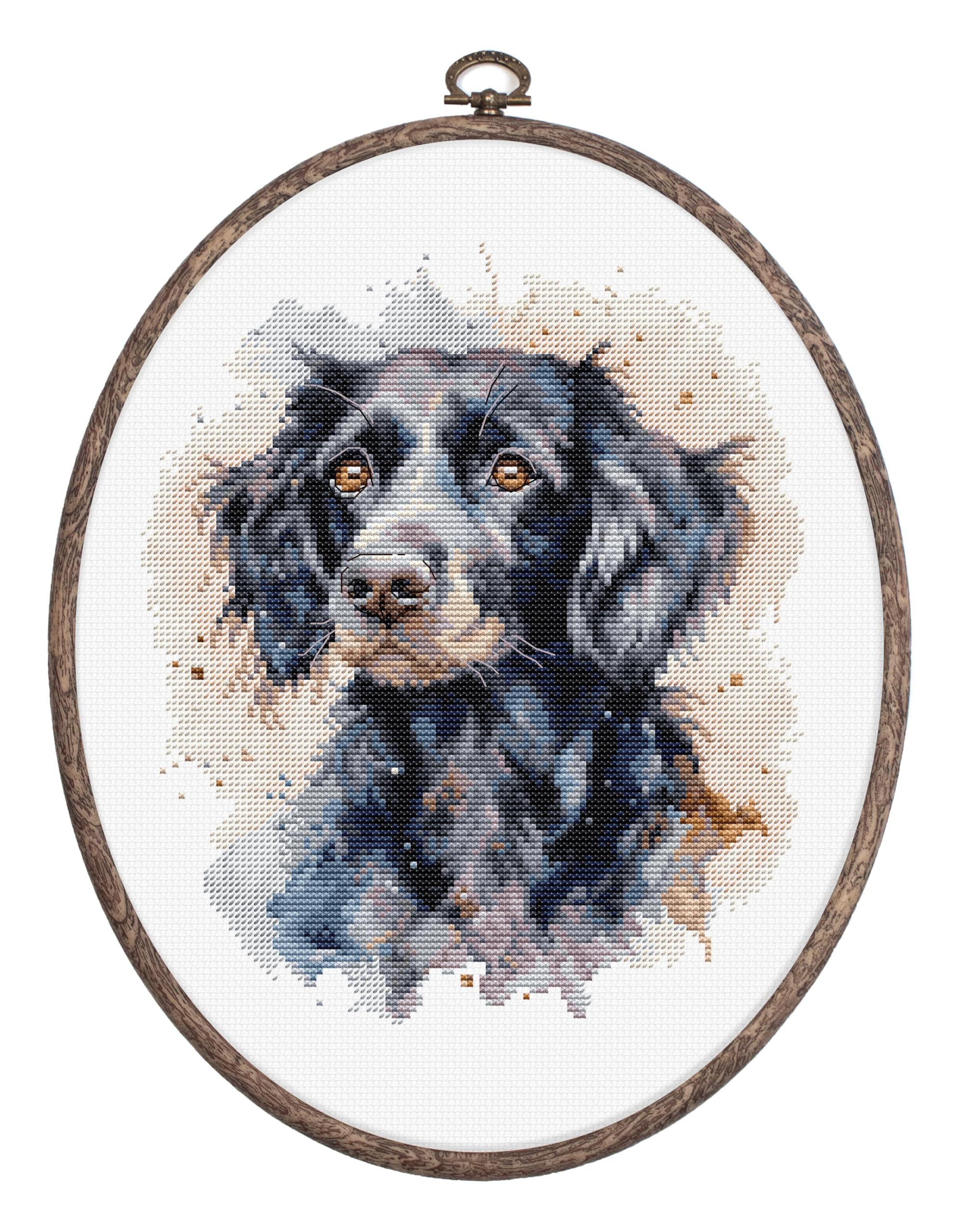 Luca-S Cross Stitch Kit with Hoop Included - The Border Collie, BC213 — image 1