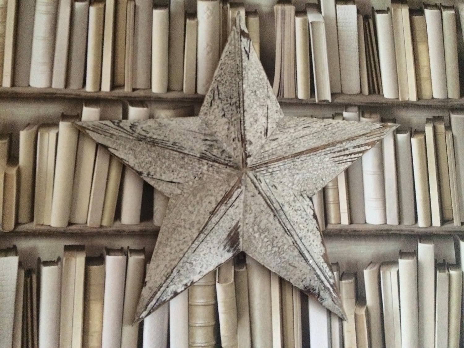 Rustic Large 21 53cm White Cream Wooden Amish Barn Style Star