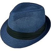 Gelante Summer Fedora Panama Straw Hats with Black Band