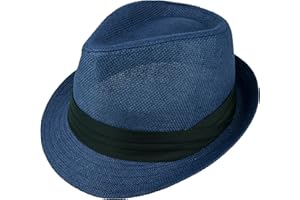 Gelante Summer Fedora Panama Straw Hats with Black Band