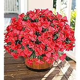Ivydale Artificial Bougainvillea Flowers for Outdoors Spring Summer Decor, 4 Bundles Fake Red Silk Flowers for Outside Faux Plants UV Resistant Realistic for Outdoor Planters Patio Porch Garden Home