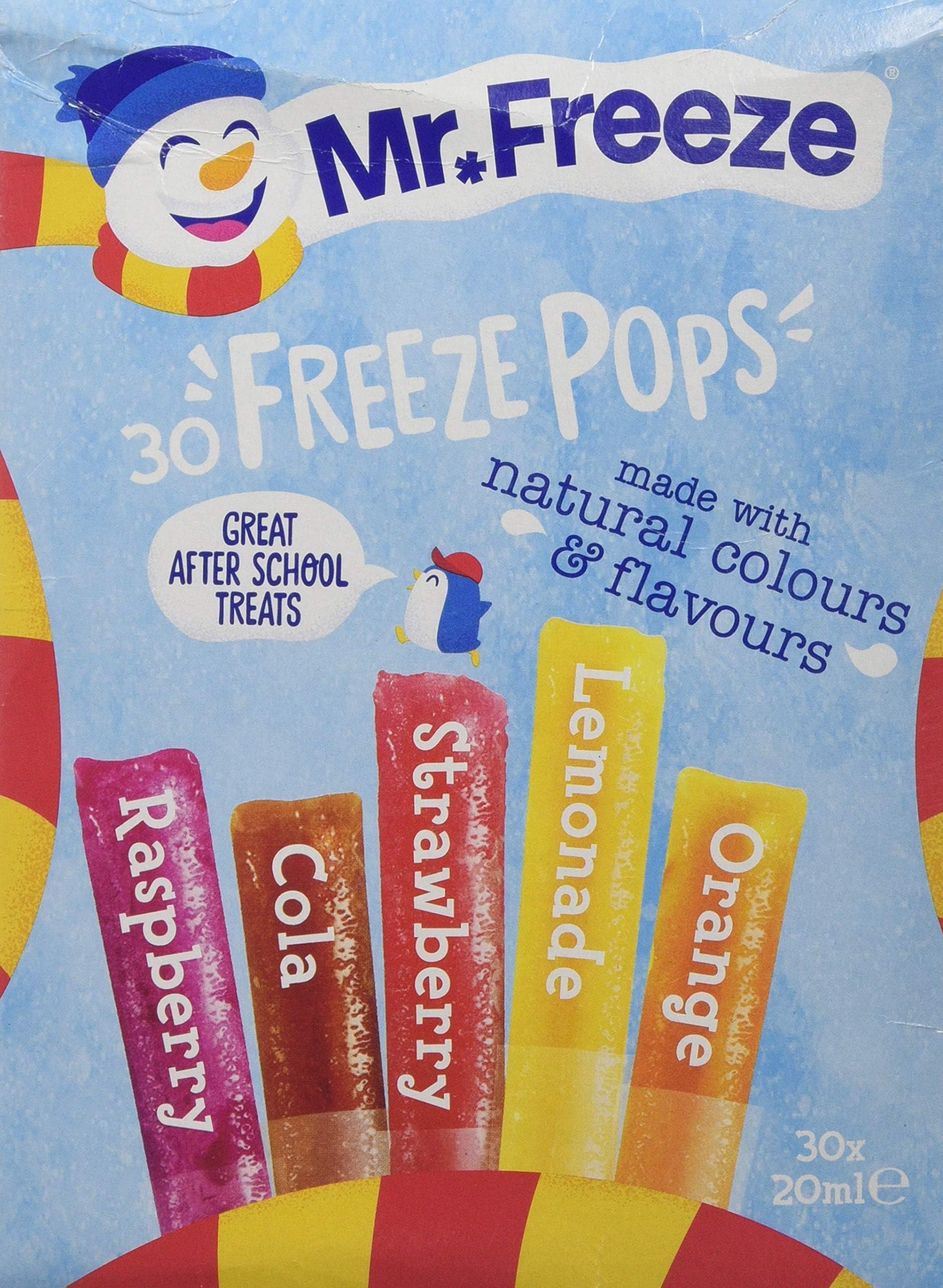 Mr Freeze Freezepops with Natural Colour Cola Orange Raspberry Strawberry Lemonade, 600 ml