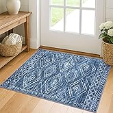 KILOCOCO Entryway Rug 2x3 Small Washable Rug Door Mat Indoor Soft Non Slip Printed Blue Kitchen Rugs for Bedroom Entry Front Door Geometric Boho Throw Rugs, Stonewashed Blue