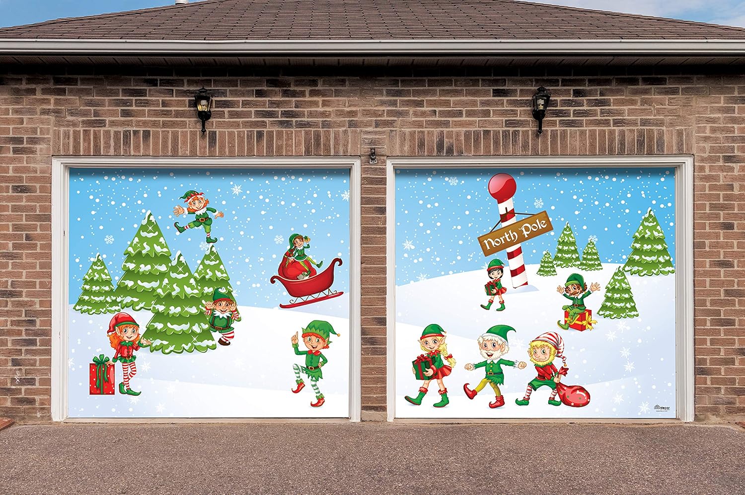 Elves Pole North Corps Victory Decor Banner Door Garage Holiday Original The Garage Car Split 8 7x Decor Sign Mural Banner Door Garage Christmas Garage Door Decorations Store Online Artsci Ethz Ch