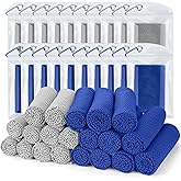 Biange Cooling Towel (Pack of 20, 40"x12") with Pouches for Sports, Workout, Fitness, Gym, Yoga, Golf, Pilates, Travel, Camping & More