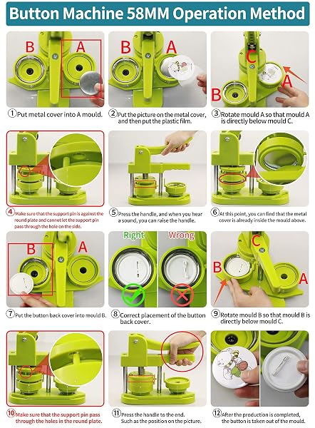 HAPPIZZA BUTTON MAKER MACHINE 58MM – (3RD GEN) INSTALLATION-FREE 58MM(2.25IN) DIY PIN BADGE BUTTON MAKER PRESS MACHINE BADGE PUNCH PRESS WITH FREE 100PCS BUTTON PARTS&PICTURES&CIRCLE CUTTER&MAGIC BOOK