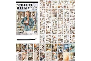 Livre d'autocollants Washi prédécoupés avec plus de 500 autocollants de scrapbooking et 20 papiers de scrapbooking A5, autoco