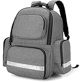 Trunab First Responder Bag Trauma Backpack Empty, Medical Emergency Kits Storage Jump Bag Pack for EMT, EMS, Police, Firefighters, Safety Officers - Patented Design Grey