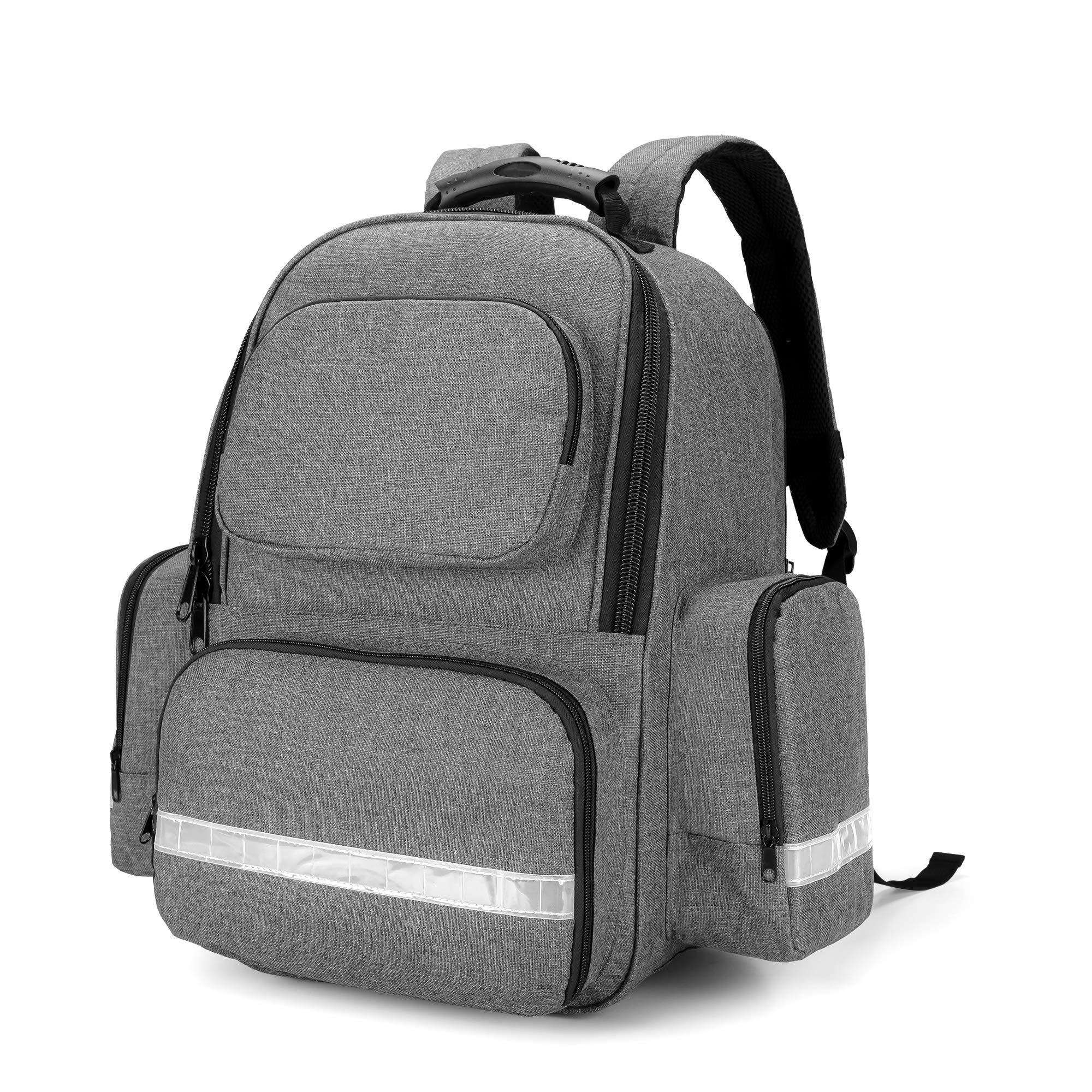 Trunab First Aid Bag Trauma Backpack Empty, Medical Emergency Kits Storage Jump Bag Pack for EMT, EMS, Police, Firefighters, Grey, BAG ONLY - Patented Design