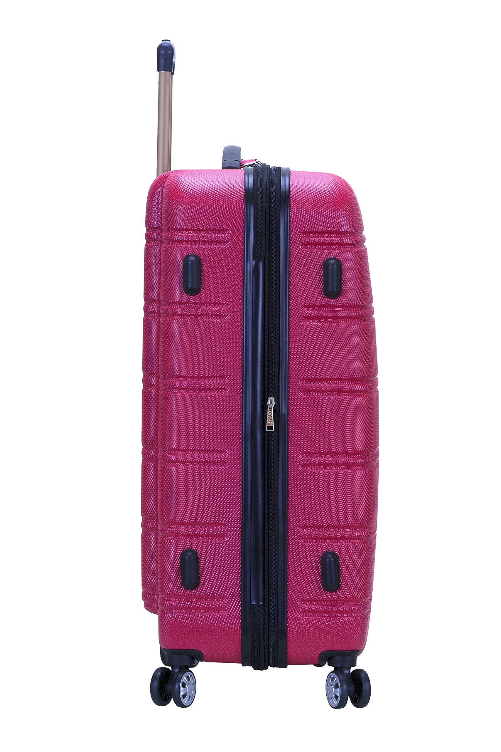 Rockland Melbourne Hardside Expandable Luggage with Spinner Wheels, Magenta, Checked Large 28
