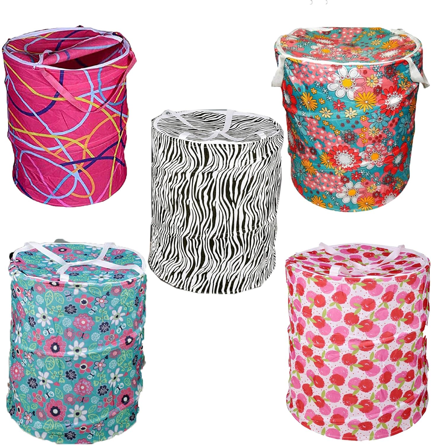 Your's Shopekart Round Cloth Foldable Laundry Basket Bag, Volume30L