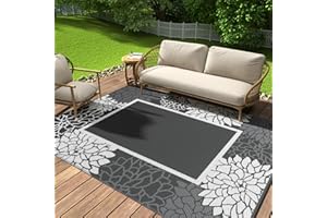 COCOER Floral Outdoor Rug 6x9 Reversible-Quick Dry Patio Rug-Waterproof Indoor Outdoor Rugs-Outdoor Carpet Outdoor Area Rugs-Outside Rug Patio Decor for Balcony Deck Backyard