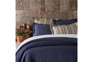Pine Cone Hill Interlaken Ink Matelasse Coverlet, King Size, Blue Solid Pattern