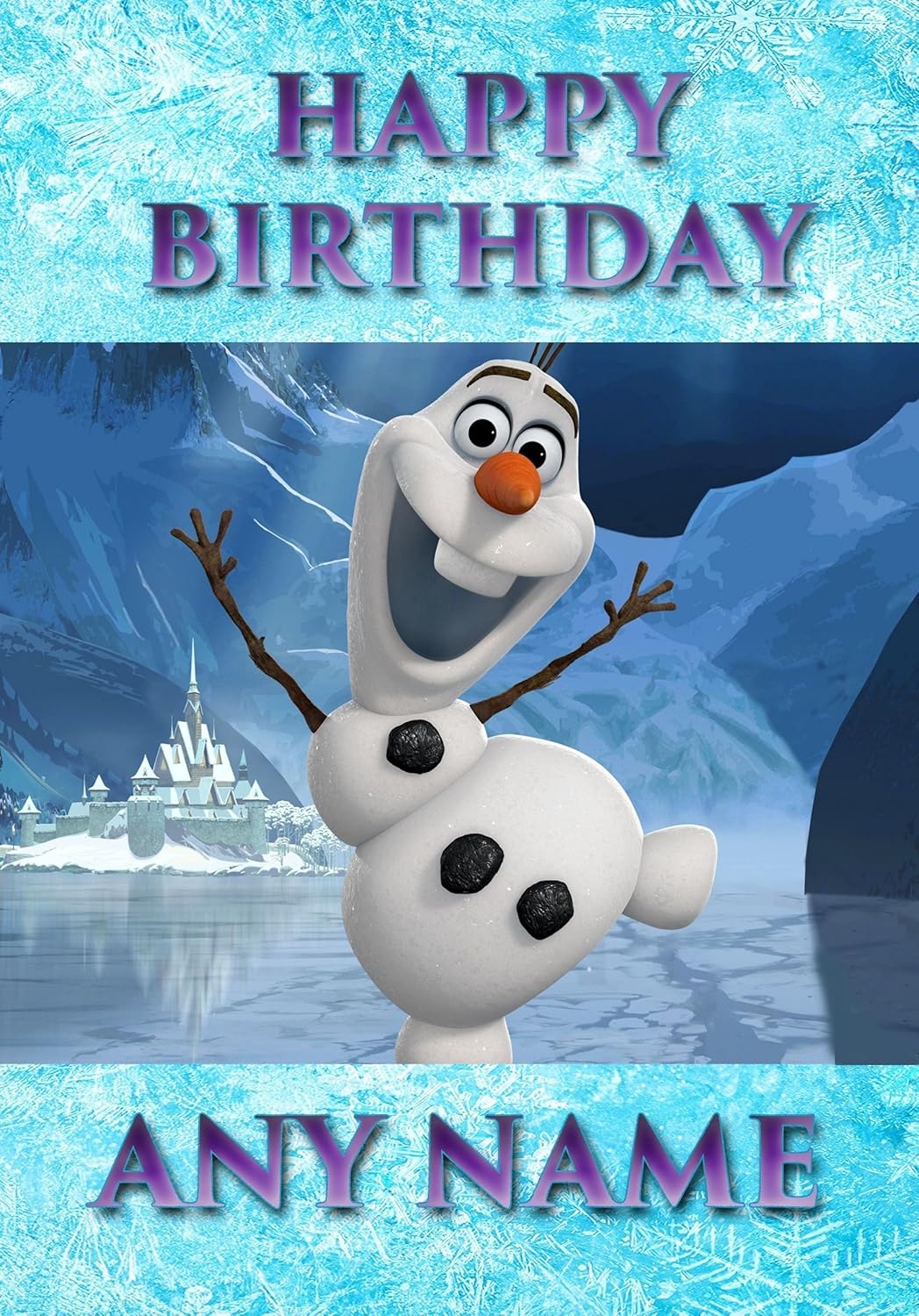 Carte d'anniversaire personnalisée Frozen bonhomme de neige Olaf