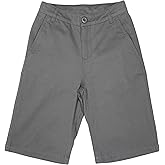 Bienzoe Boys School Uniform Shorts: Kids Cotton Trendy Adjustable Waisted Flat Front Twill Bermuda
