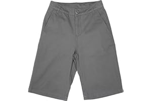 Bienzoe Boys School Uniform Shorts: Kids Cotton Trendy Adjustable Waisted Flat Front Twill Bermuda