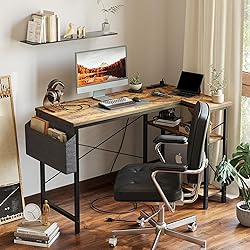 TIQLAB Small Computer Desk with Power Outlets, 40