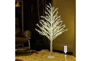 LITBLOOM Lighted White Tree Plug in 430 LED Fairy Lights 4FT, Twig Tree with Lights for Indoor Outdoor Home Room Christmas Easter Decoration