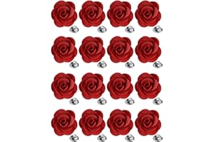 Loetere 16 Pcs Lapel Flowers for Men Suits Flower Lapel Pins for Men Flower Brooch Pins Handmade Satin Boutonniere Pin