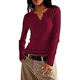 Jar of Love Women's Waffle Knit Tops Long Sleeve Shirts Henley Neck Fitting Warm Tee Tops Sweaters Pullovers