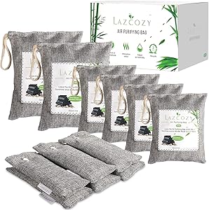 LAZCOZY Bamboo Charcoal Air Purifying Bag, 12 Pack Activated Charcoal Bags Odor Absorber, Closet Air Fresheners, Shoes Deodorizer, Odor Eliminators for Home, Pet, Car(2*200g, 4*100g, 6*50g)