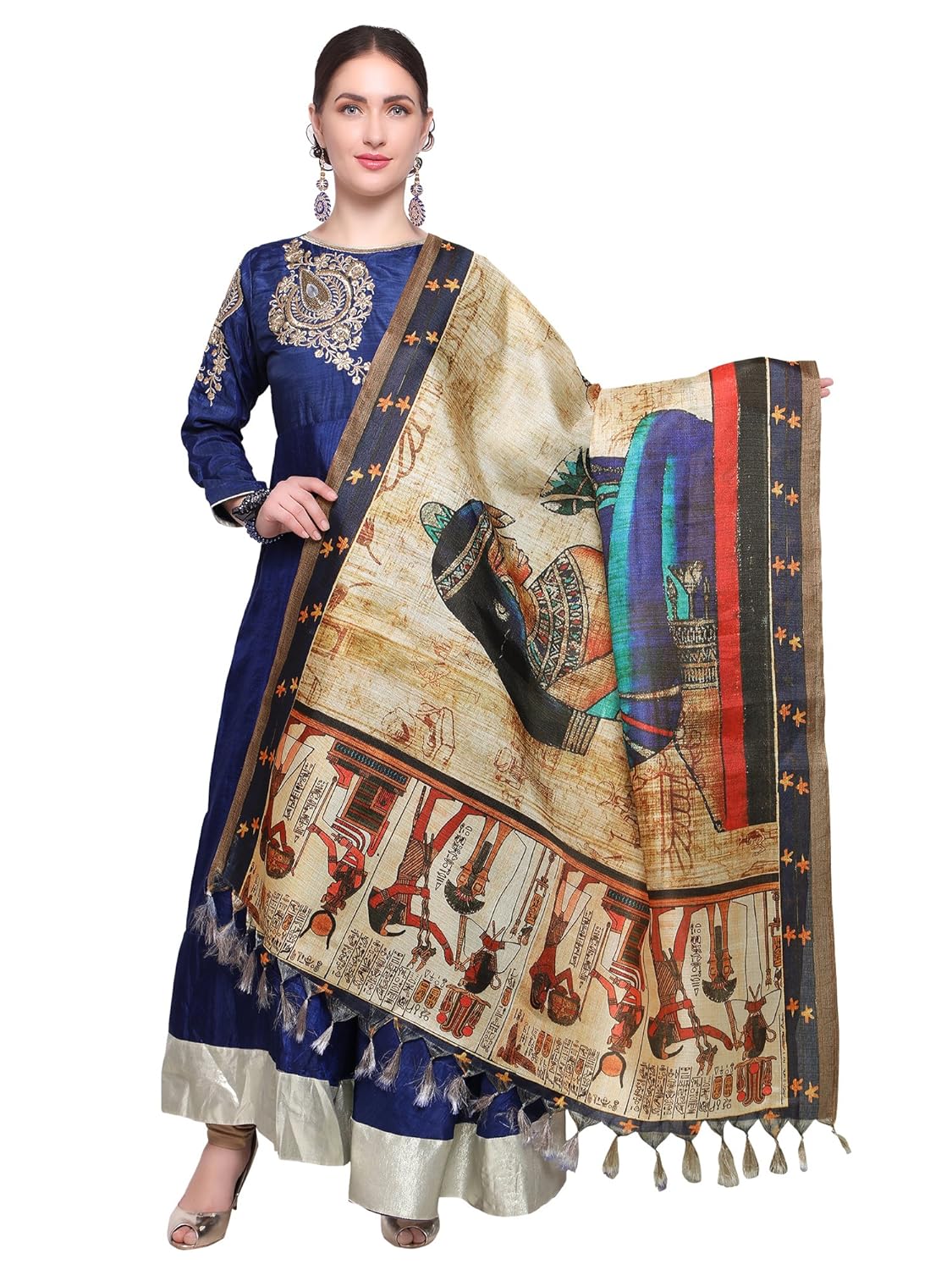mrinalika fashion women's cotton silk digital print dupatta (beige, free size)