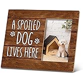 SRADMO A Spoiled Dog Lives Here Picture Frame,Dog Mom Gifts Dog Lovers Gifts 10×8 inch Wooden Tabletop Photo Frame,Birthday Gifts for Dog Owners Dog Moms Dads