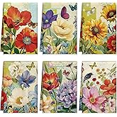 Tudomro 6 Pcs Christmas Oil Painting Flowers Kitchen Towels Floral Themed Dish Christmas Cloth Hand Tea Towels Housewarming Gift for Home for Kitchen